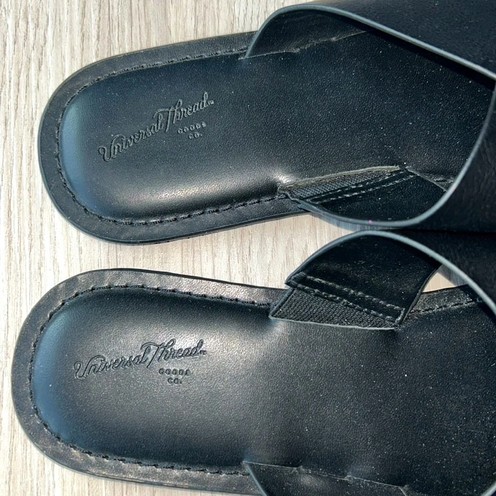 Slide Sandals Lot- 2 Pairs 8 Black Universal Thread-Tan Sequin Forever 21